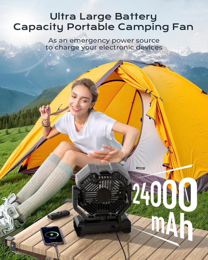 Coolice Misting Fan Portable with 9oz Water Tank, 24000mAh Rechargeable Cooling Fans for Outside, Outdoor Water Misters with 2 Mist Modes, Remote Control Camping Fan with Timer for Beach, Patios, Tents - Image 3